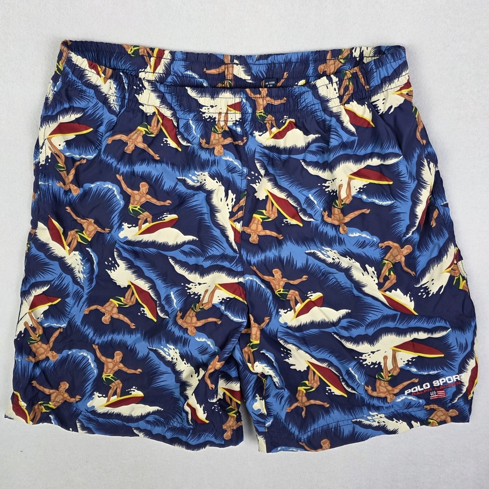 Vintage 90s Polo Sport Swim Trunks Mens Large Ralph Lauren Surf Man Shorts Waves